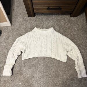 Cozy Cream Cable Knit Cropped Sweater